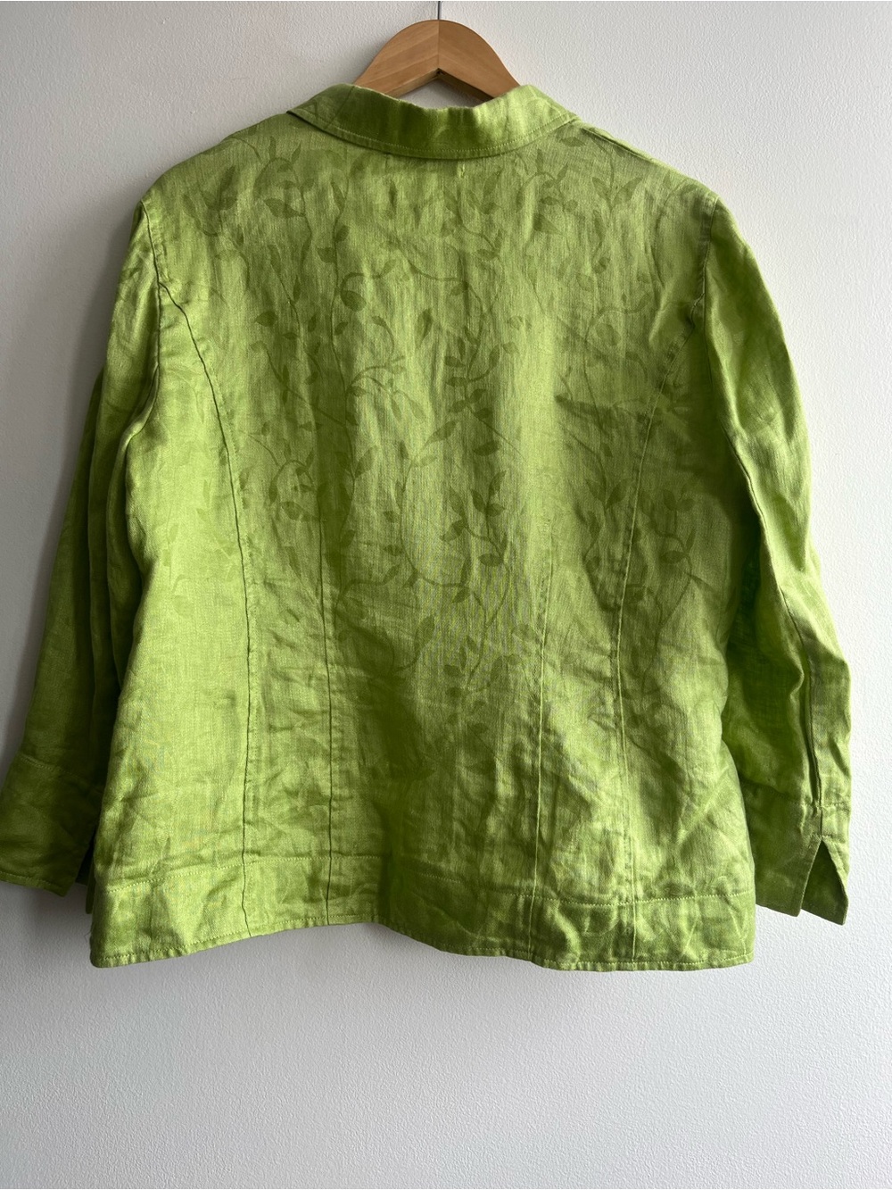 Melanie Lyne Lime Green Linen Blazer Jacket | Coastal Grandmother Summer Size XL - Picture 5 of 9